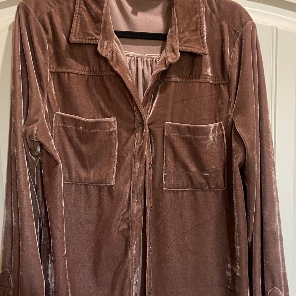 Umgee Velvet Utility Jacket in Rich Brown